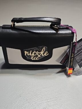 Nicole Lee Elegant Black Leather Crossbody Wallet Shoulder Bag Organizer NWT